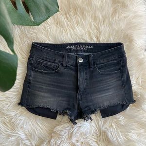 Black American Eagle Hi-Rise Shortie Shorts